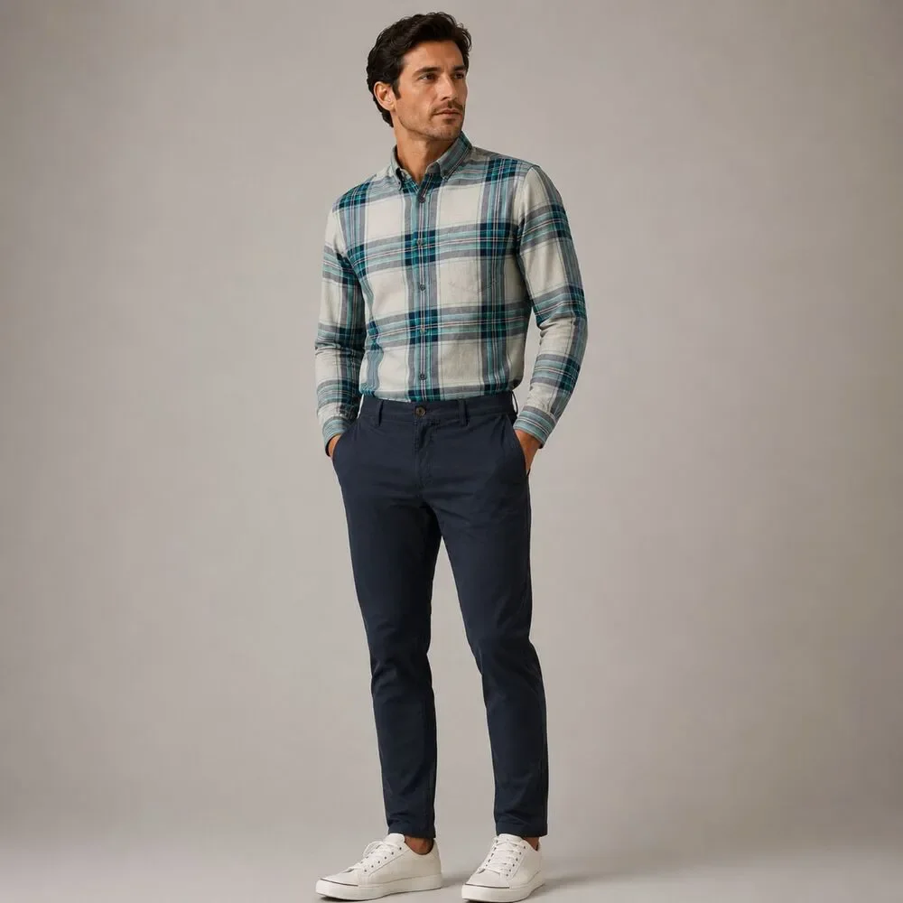 J. Crew Blue Green Plaid Button Down Medium